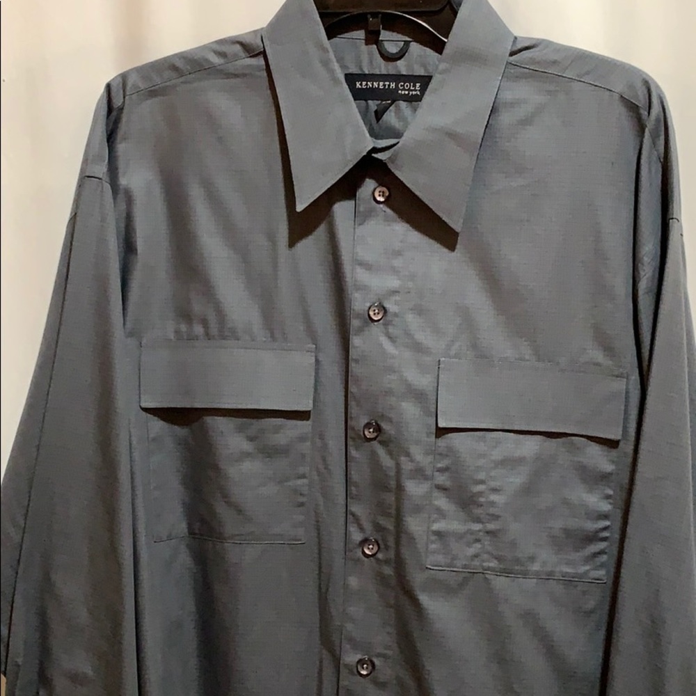 KENNETH COLE DRESS SHIRT SZ 17•5 34/35 CHARCOAL